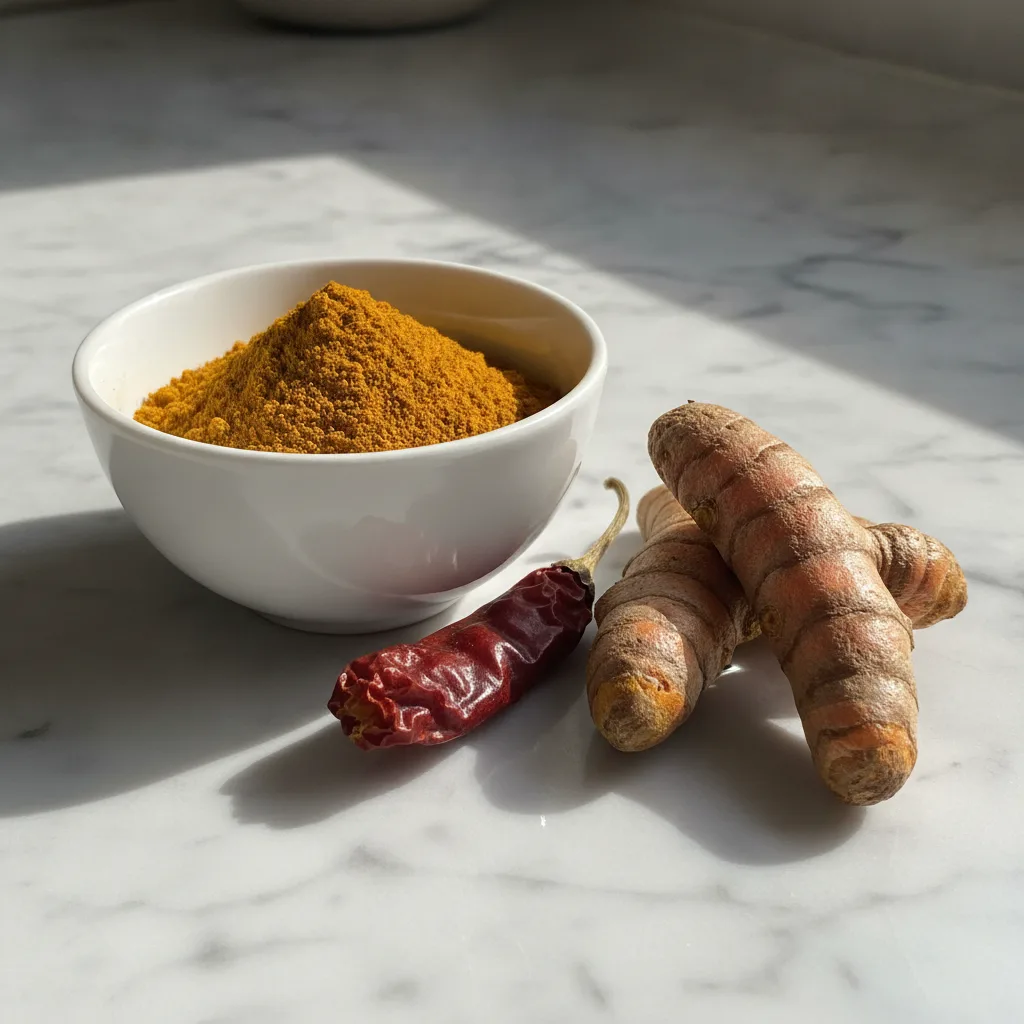 Ground turmeric powder and fresh root